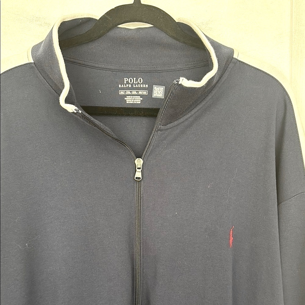 🦸‍♂️Big & Tall Polo by Ralph Lauren navy Zip Up Sweater with Mock Neck